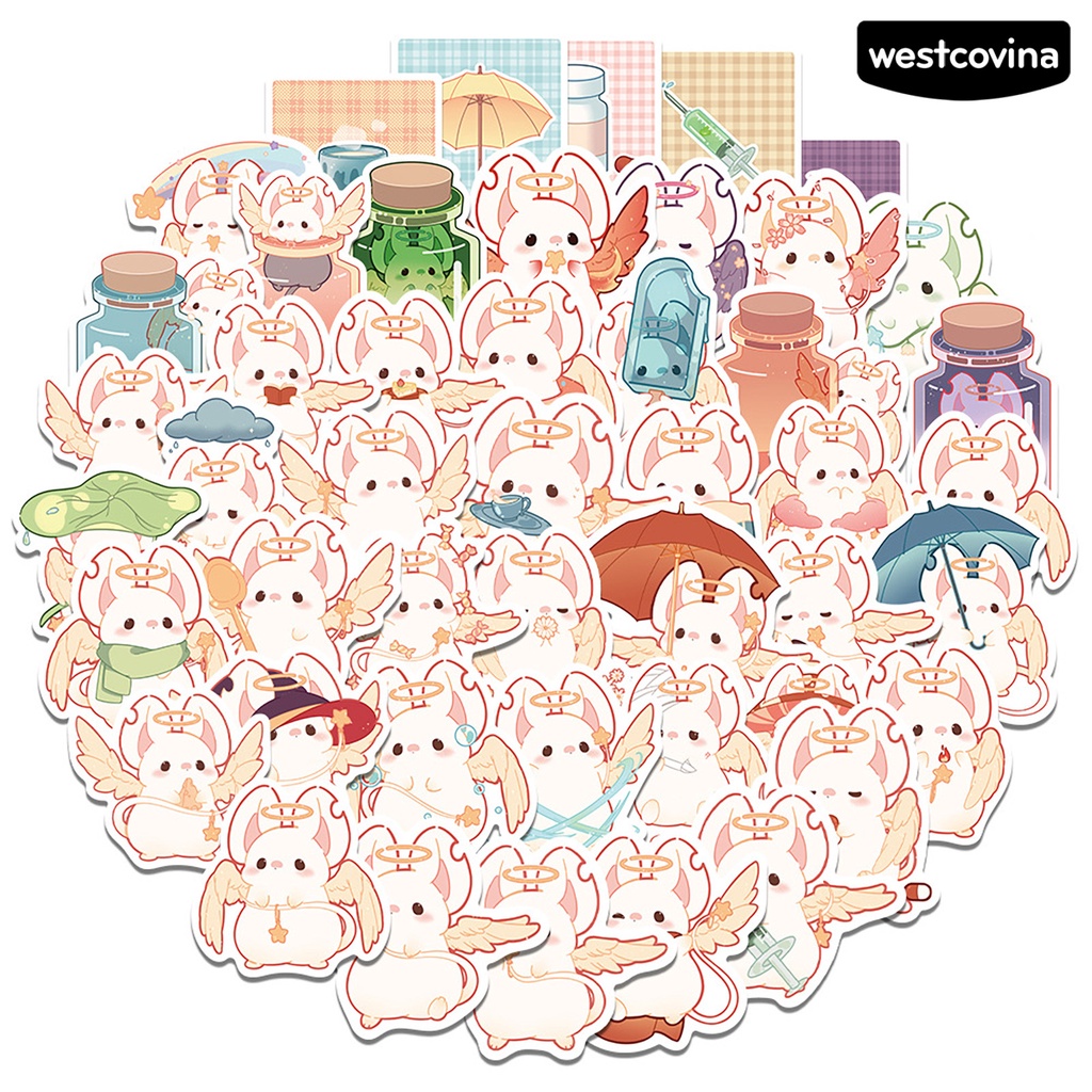 [WSTN] [WSTN]✎Set 50 Miếng Dán Trang Trí Laptop Bằng PVC Trong Suốt Họa Tiết Chuột Dễ Thương DIY