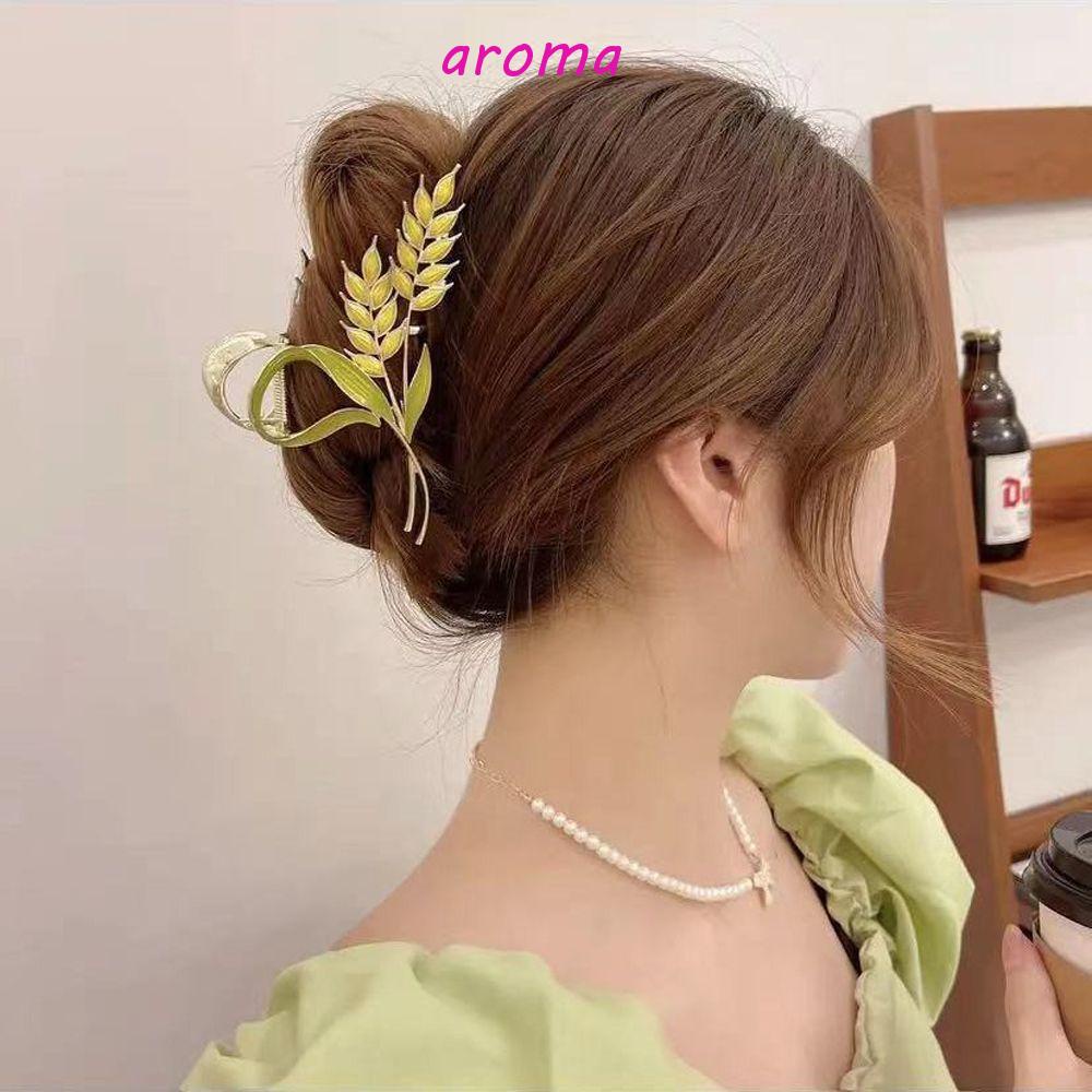 AROMA Kẹp Tóc Hình Lá / Cá Mập Phong Cách Vintage Thanh Lịch Cho Nữ