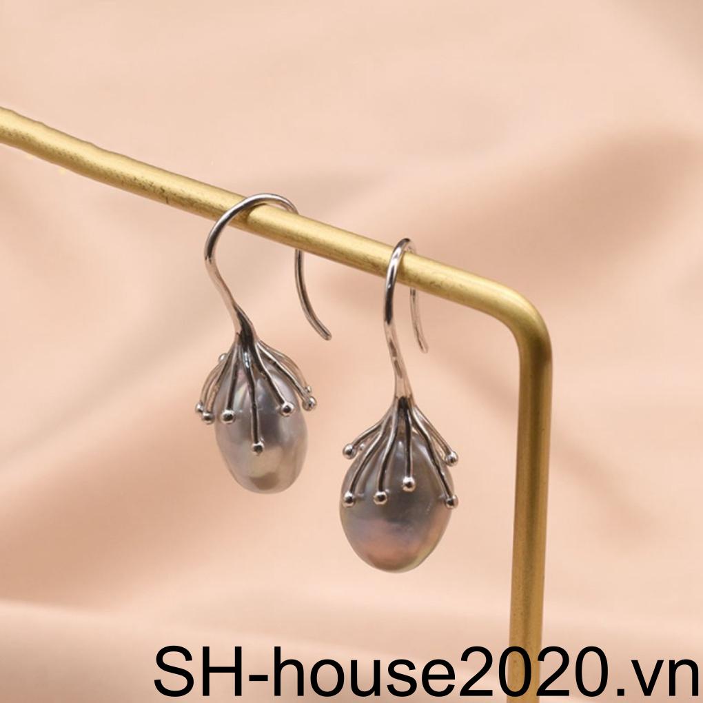 Bông Tai Ngọc Trai Xám Tự Nhiên Sang Trọng Cho Nữ