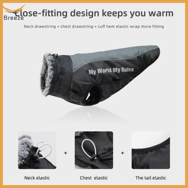 Áo Khoác Cotton Dày Giữ Ấm Mùa Đông Thiết Kế Dây Rút Tùy Chỉnh Thiết Kế Phản Quang Cho Cún Cưng