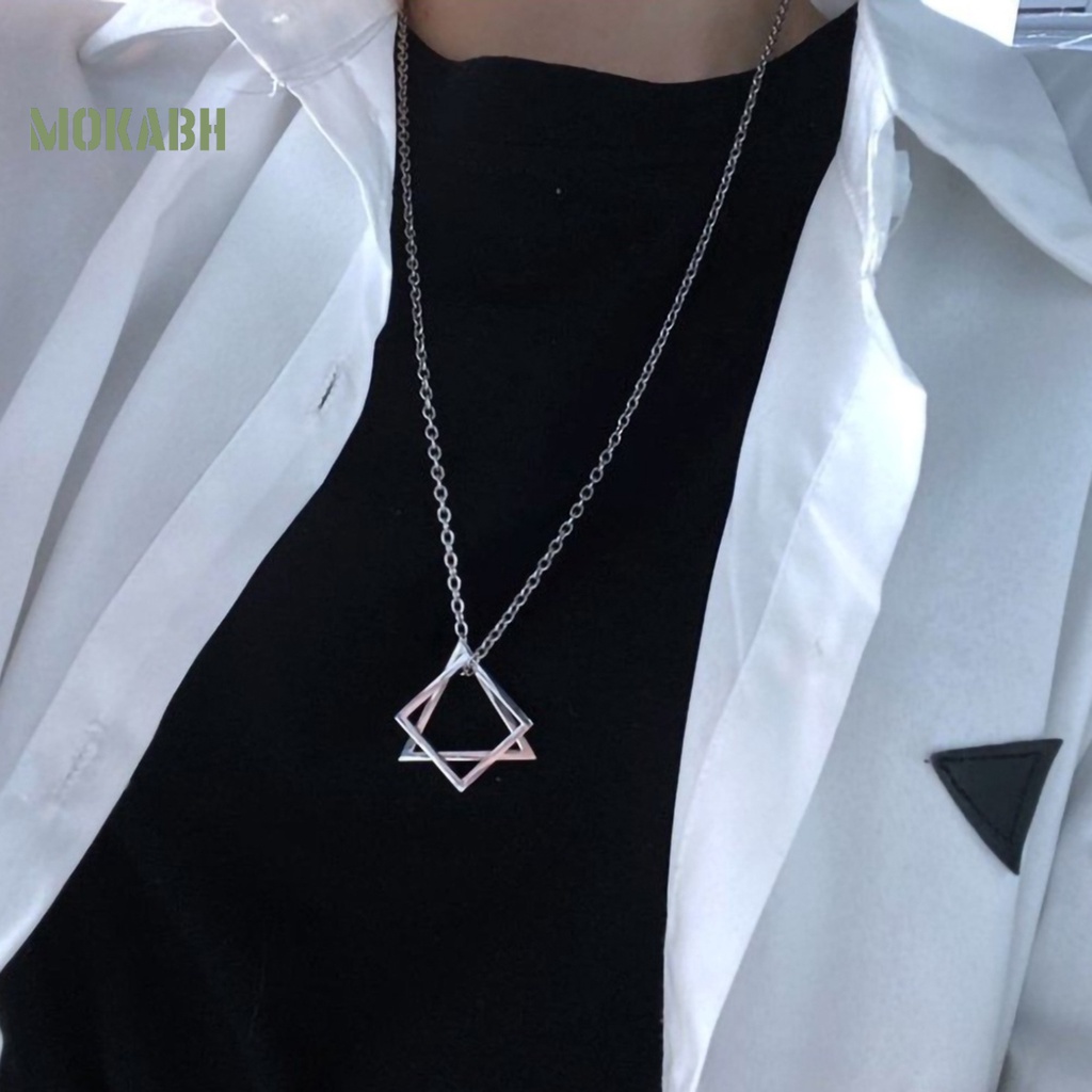 [Mok Abh] Vòng cổ Mặt Hình Học Vuông / Tam Giác Mạ Điện Chống Rỉ Sét Không Phai Trang Trí Quần Áo