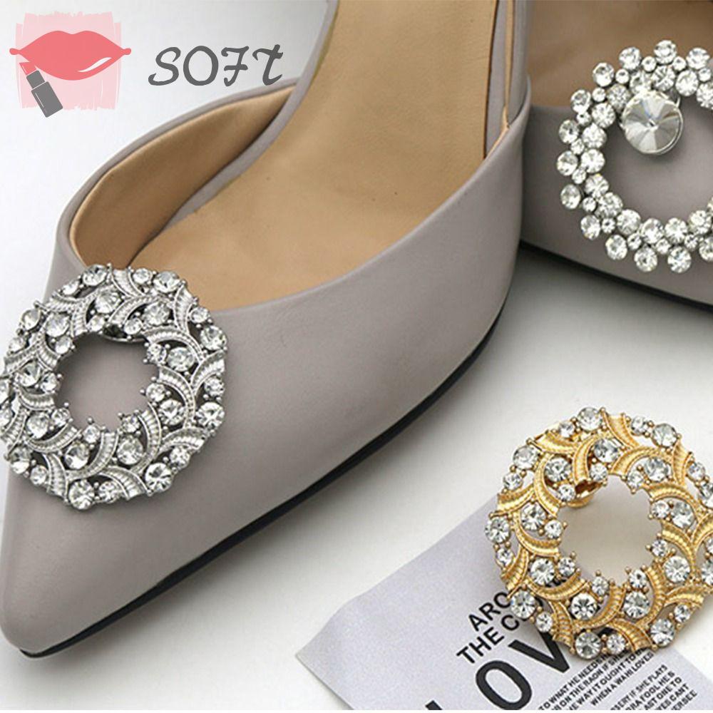 Kẹp Trang Trí Giày Cao Gót Đính Đá Lấp Lánh Thay Thế Thời Trang Cho Cô Dâu
