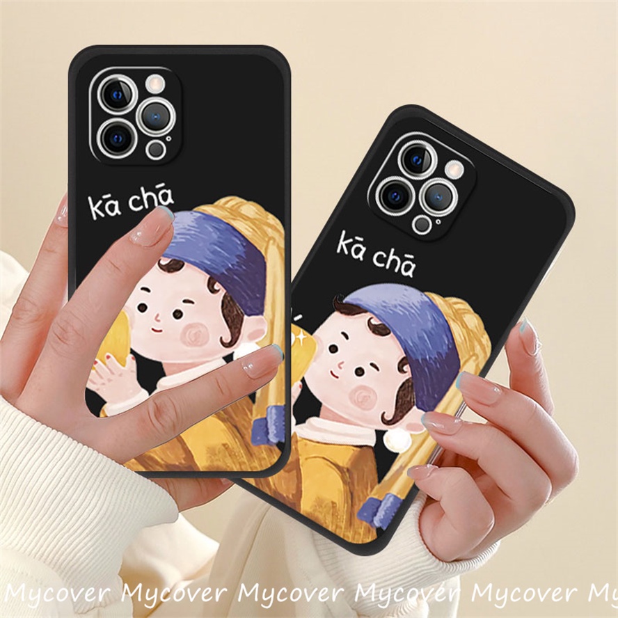 Ốp Điện Thoại Silicon Mềm Hình Cô Gái Đính Ngọc Trai Cho iPhone 11 13 12 14 Pro Max X XR Xs Max 6 7 8 Plus