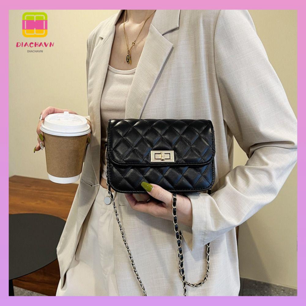 Túi Đeo Chéo Hình Vuông Nhỏ Màu Trơn Họa Tiết Kẻ Sọc Thời Trang Cho Nữ