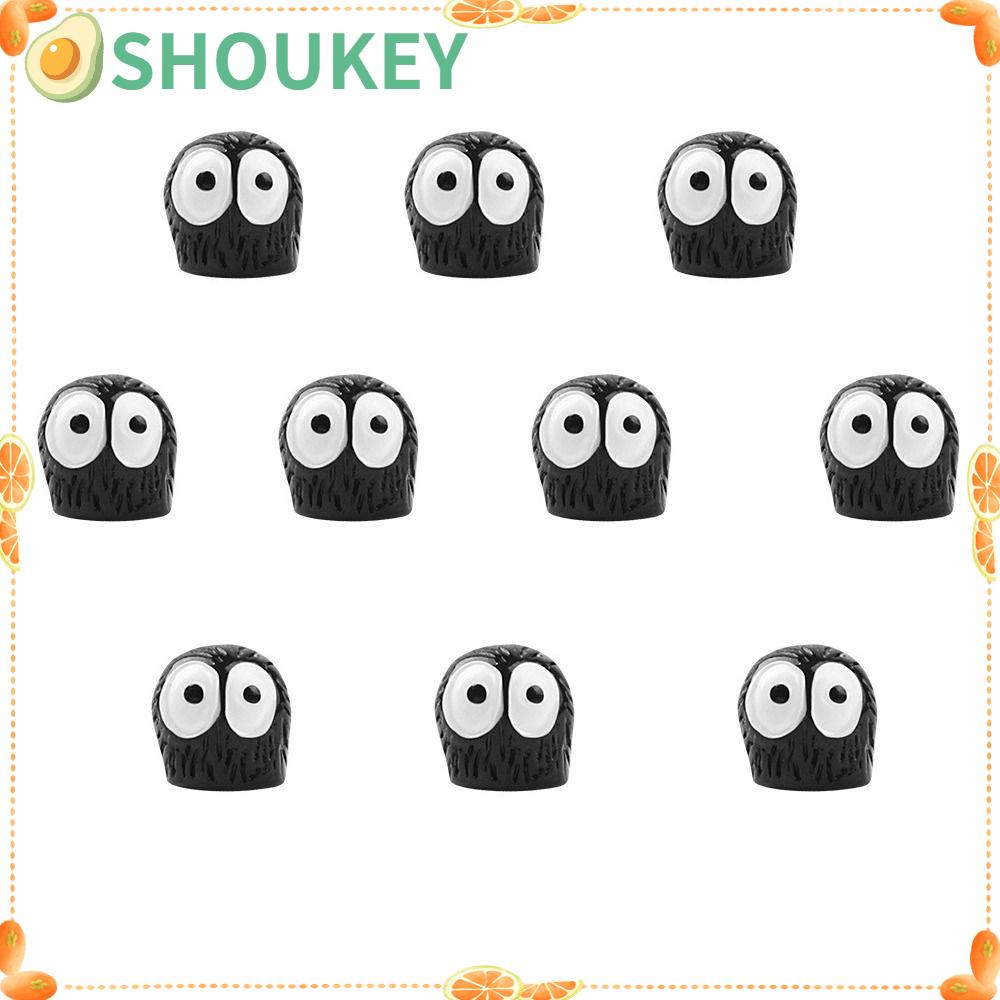 Set 10 Phụ Kiện Trang Trí Nội Thất Xe Hơi Bằng Nhựa Resin Màu Đen Dễ Thương