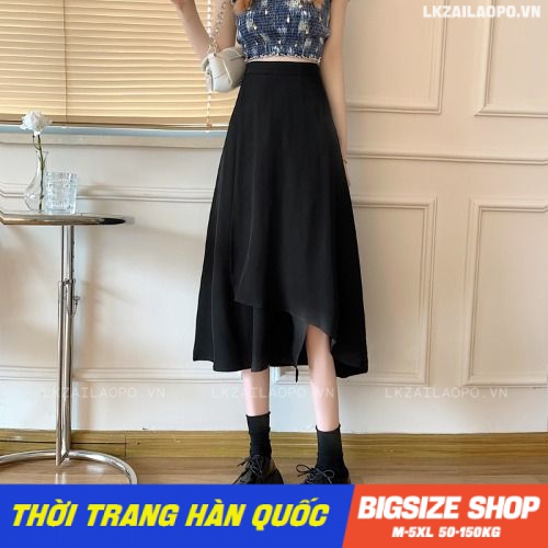 chân váy chữ a Bigsize chân váy nữ dáng dài lưng cao xẻ tà đen mùa hè Phong Cách hàn quốc đẹp Thanh Lịch cho nữ