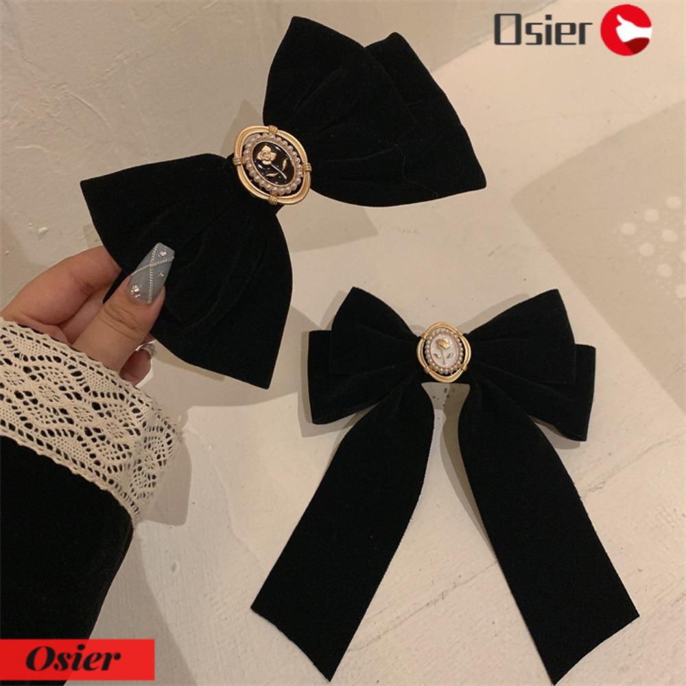 OSIER1 Set 2 Kẹp Tóc Hình Hoa Hồng Đen Thời Trang