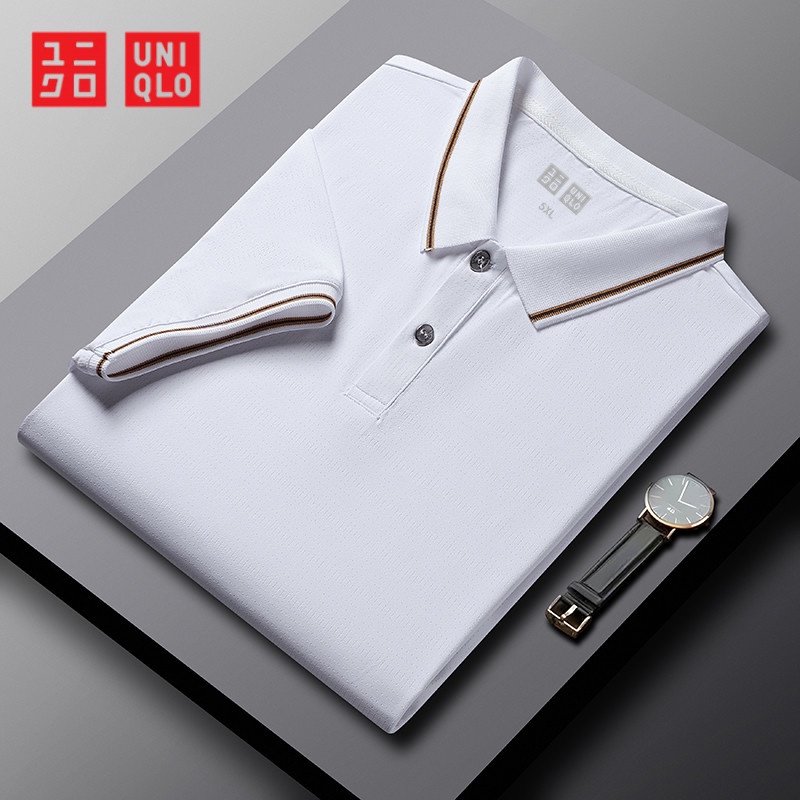 Uniqlo Áo Thun polo Tay Ngắn Dáng Rộng Vải Lụa Lạnh Thoáng Khí Thời Trang Mùa Hè Cho Nam