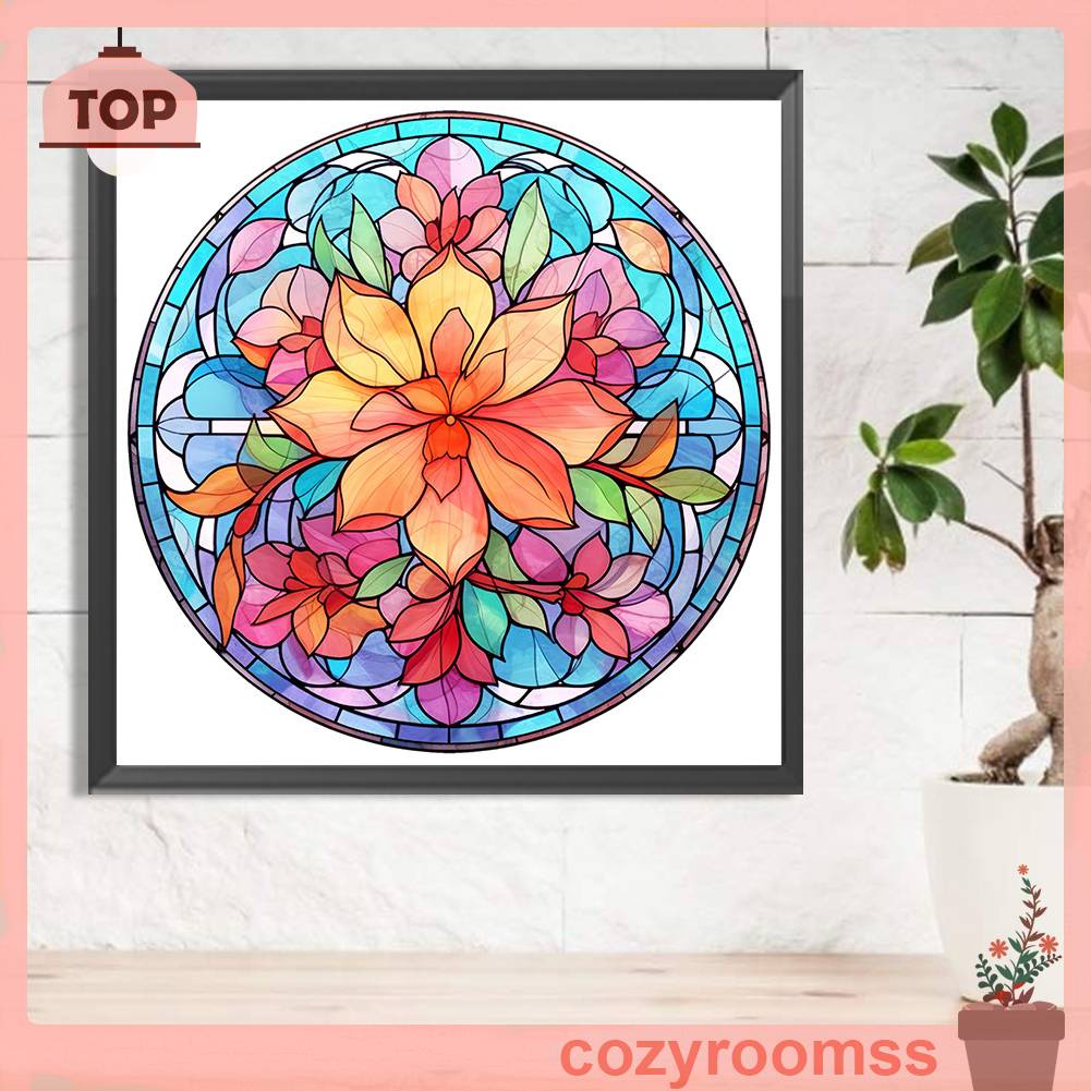 Tranh Đính Đá Kim Cương Toàn Bộ 5D DIY Hình Vẽ Hoa Bằng Kính