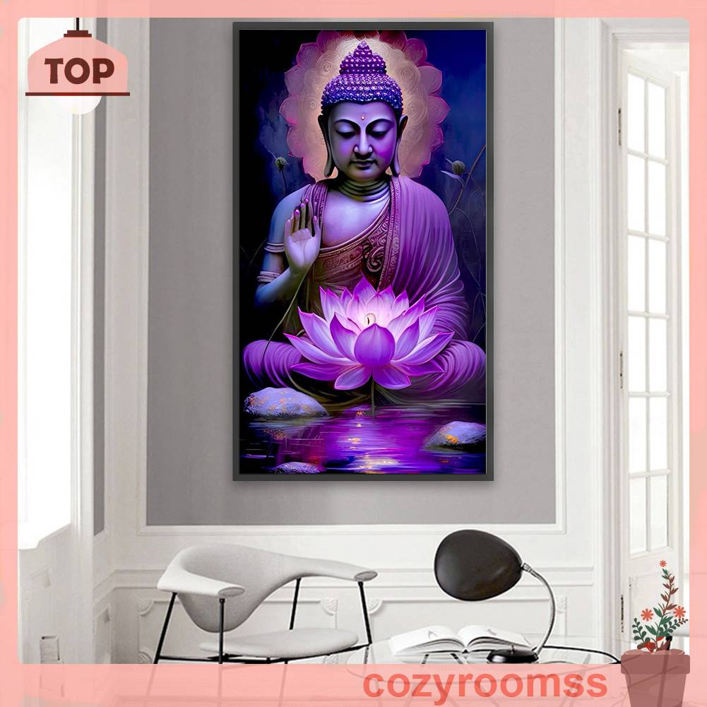 Tranh Đính Đá Kim Cương Toàn Bộ 5D DIY Hình Tượng Phật Trang Trí Nhà Cửa