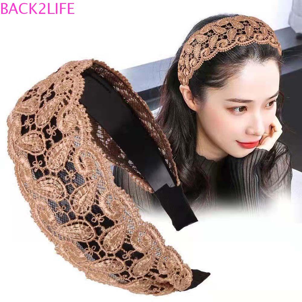 BACK2LIFE Băng Đô Ren Hoa Bản Rộng Chống Trượt Thời Trang Nữ Tính