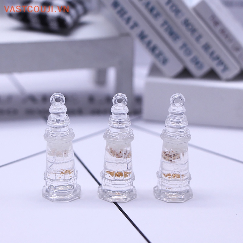 Bộ 2 Bông Tai Hình Ngọn Hải Đăng Mini Bằng Resin Dạ Quang DIY