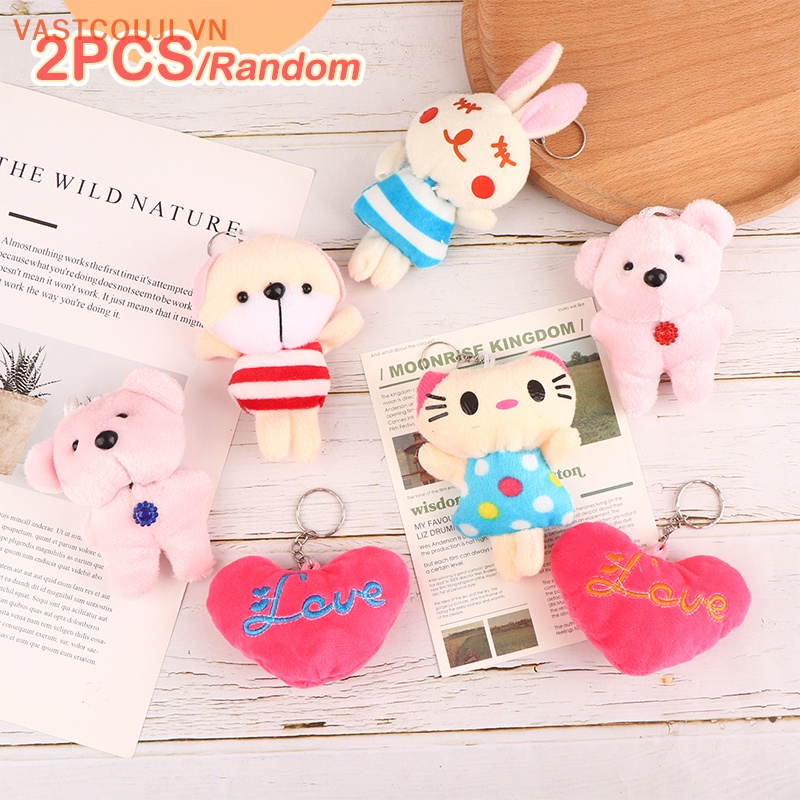 Set 2 Móc Khóa Búp Bê Nhồi Bông 6-10cm Dễ Thương