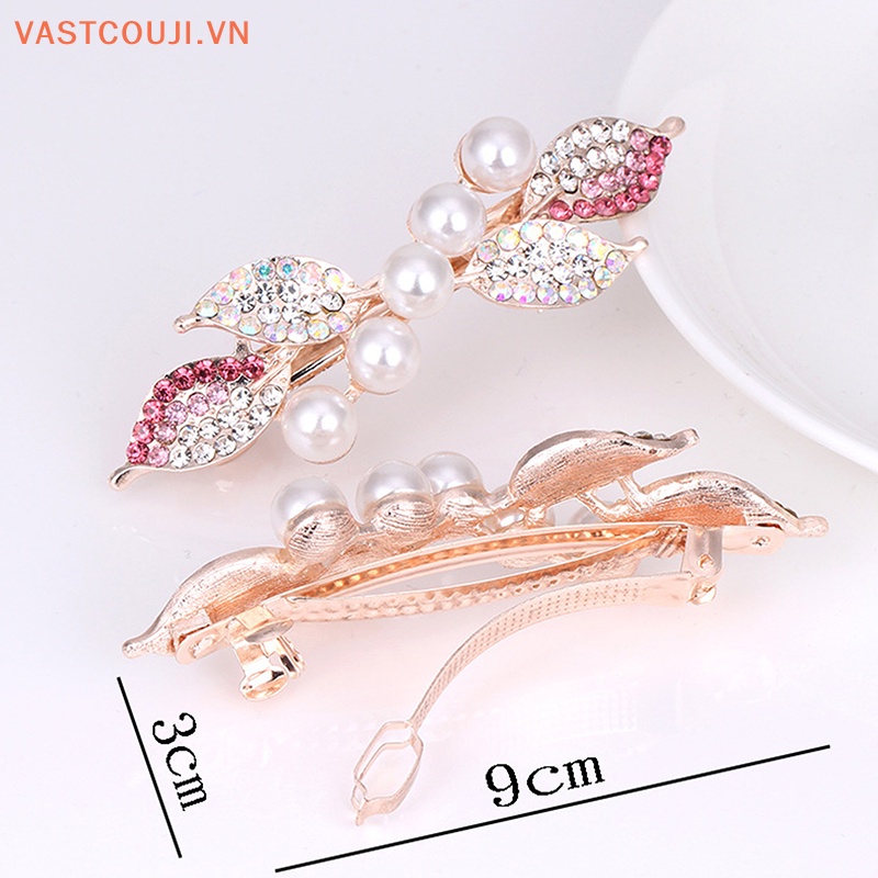Kẹp Tóc Hình Nơ Đính Ngọc Trai Giả Thanh Lịch Cho Nữ