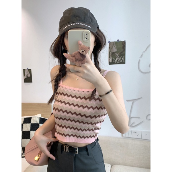 NZN Áo Hai Dây Họa Tiết Kẻ Sọc Nhiều Màu Sắc Thời Trang Mùa Hè Mới Cho Nữ