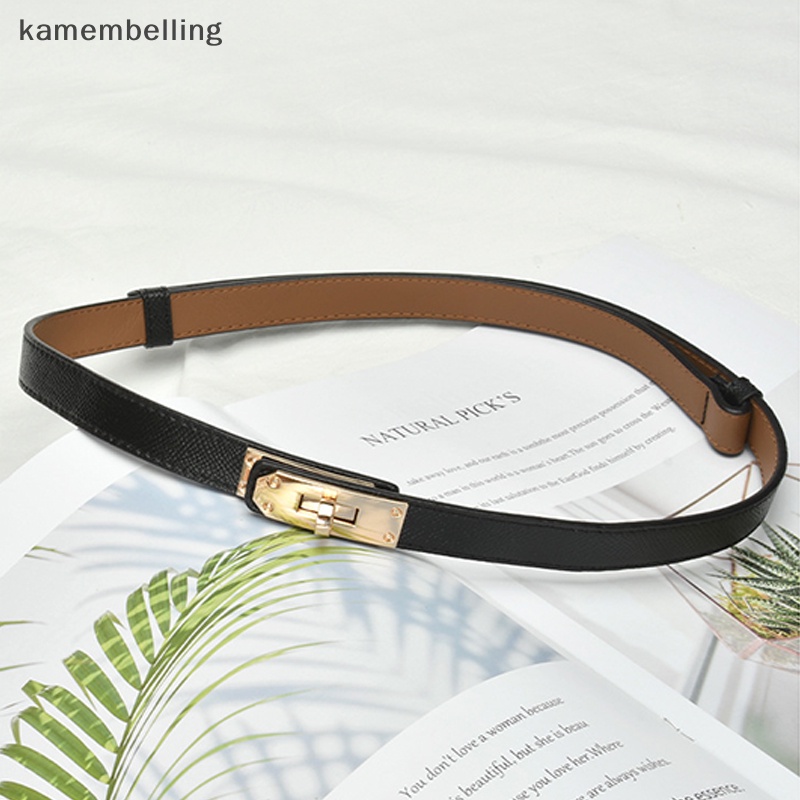 Kamembelling Thắt Lưng Da Bản Nhỏ Phối Khóa Kim Loại Thời Trang Cho Nữ