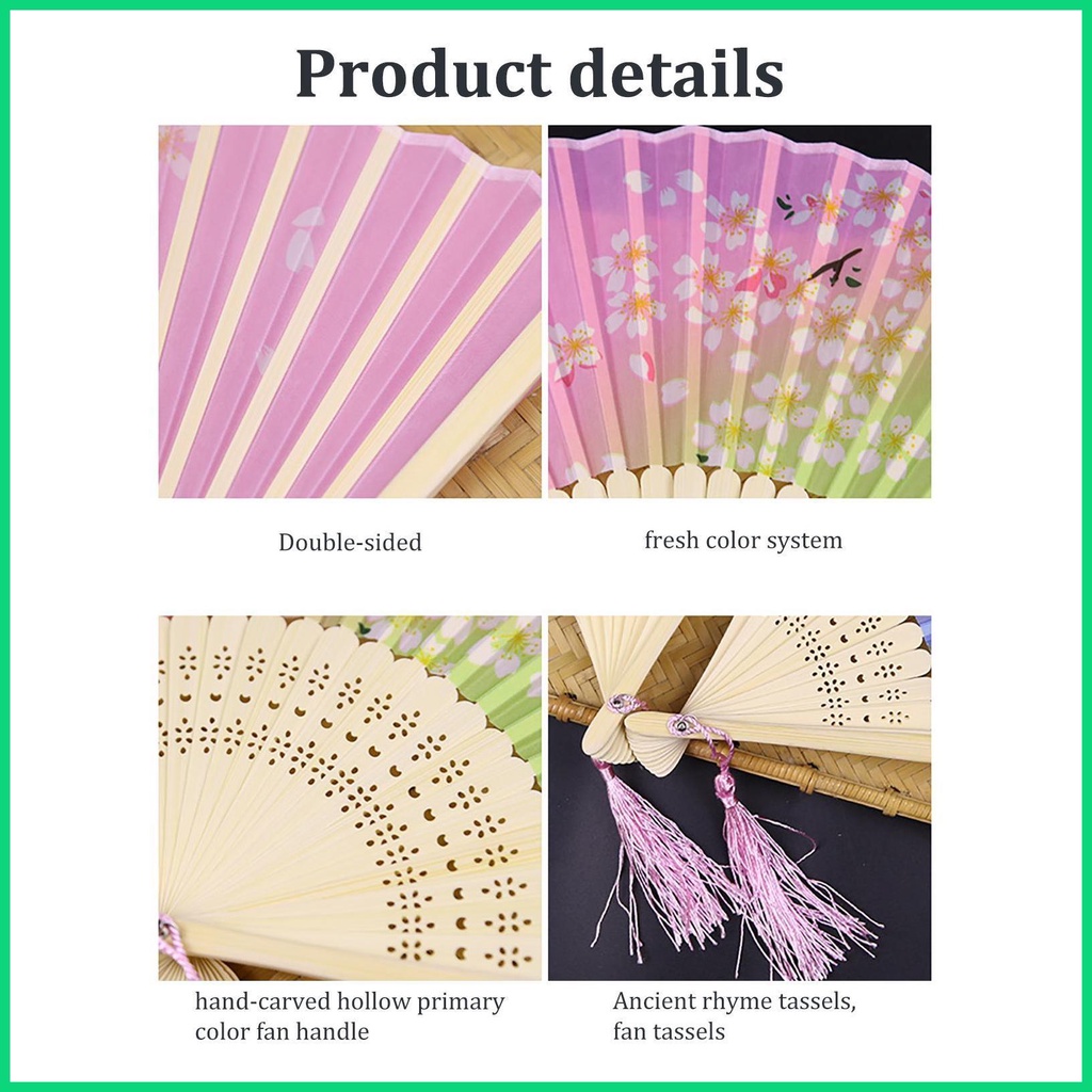 Quạt Cầm Tay Bằng Tre Lụa Phong Cách Trung Hoa Cổ Điển Nhật Bản
