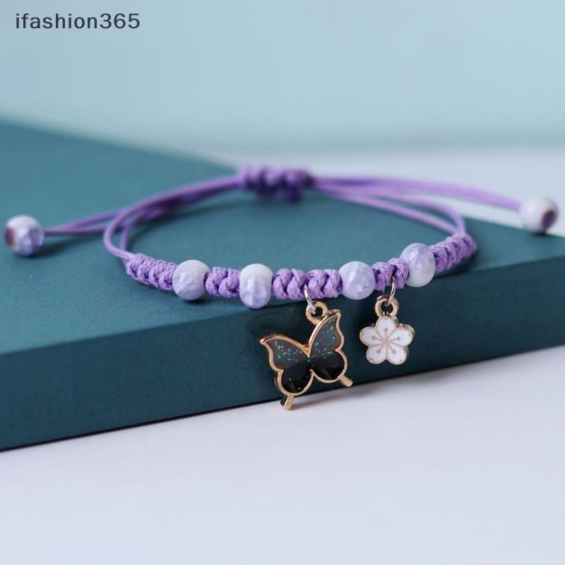 Vòng Tay Dây Bện Mặt Hình Bướm Màu Tím / Hồng Tùy Chỉnh Thời Trang ifashion365 Cho Nam Và Nữ