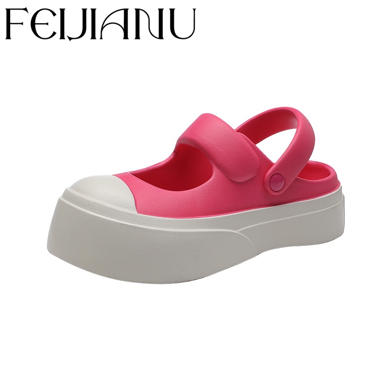 FEIJIANU dép cross nữ giày bánh mì đi biển đáng yêu thoải mái 062521