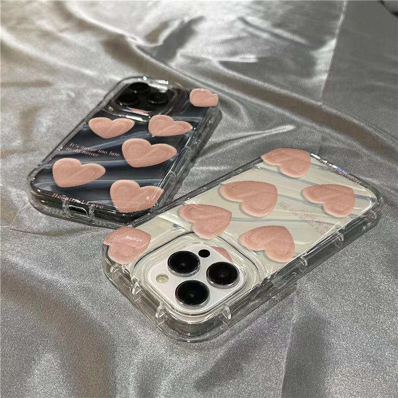 Ốp Điện Thoại Dẻo Trong Suốt Họa Tiết Trái Tim Màu Trắng Cho iPhone14promax 1312 / 11 7 / 8plus xr / sins Q8HI