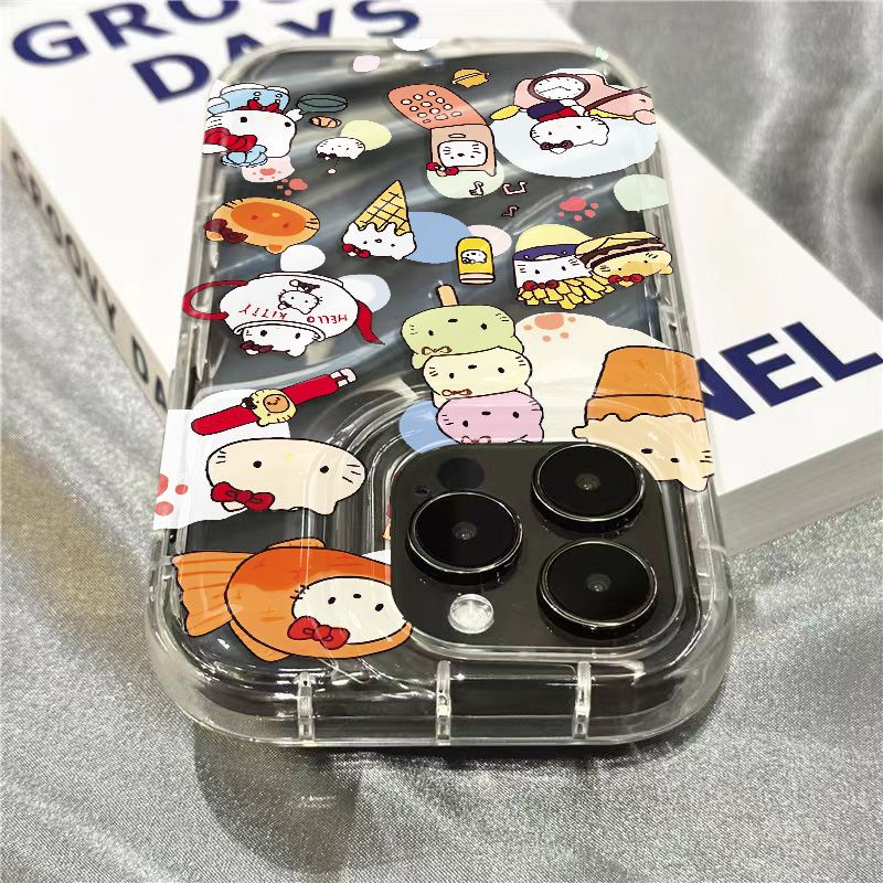 Ốp Điện Thoại Mềm Trong Suốt In Hình Que Kem Đầu Mèo Cho iPhone14promax 1312 / 11 7 / 8plus xr / sins 2CY3