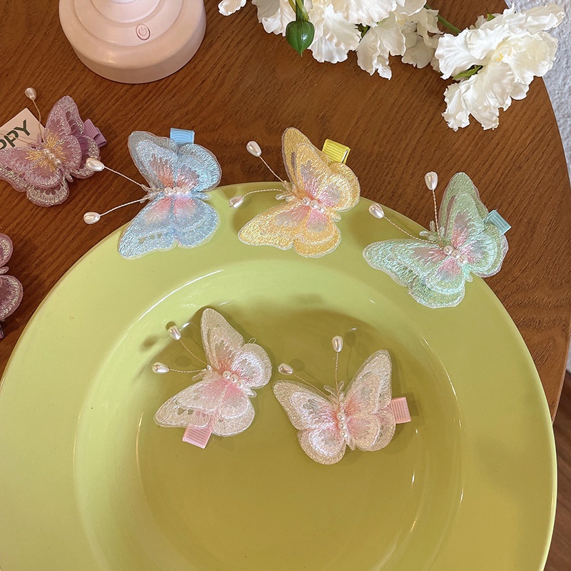 Kẹp Tóc Thêu Hình Bướm Dễ Thương Cho Bé Gái