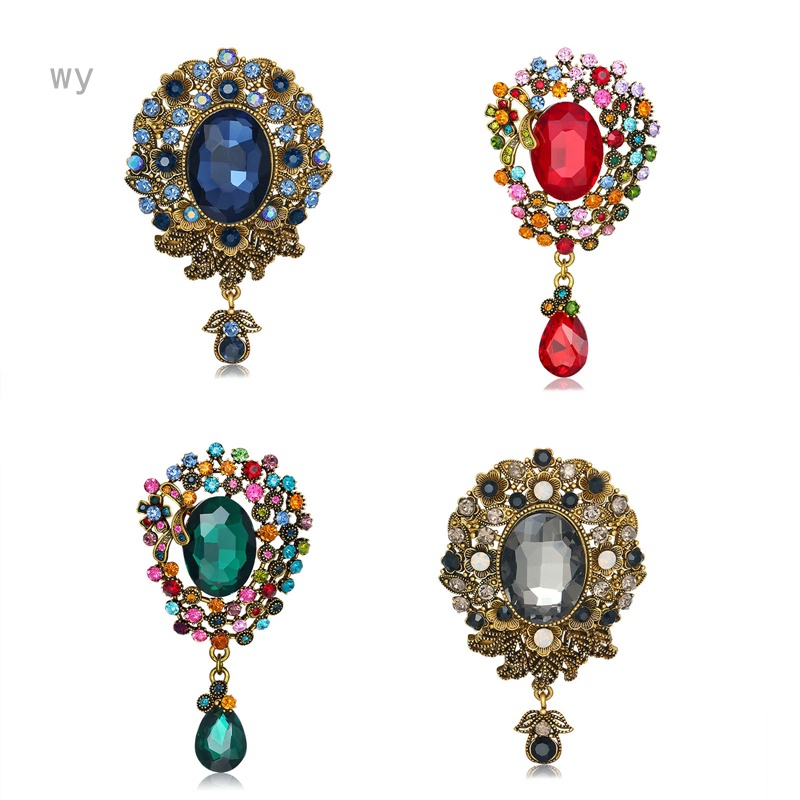 Ghim Cài Áo Hình Giọt Nước Bằng Hợp Kim Đính Đá Zircon Thời Trang