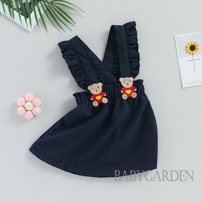Đầm Yếm Sát Nách Dáng Chữ A In Hình Gấu Dễ Thương Thời Trang Mùa Hè Cho Bé Gái / 6 Tháng - 5 Tuổi