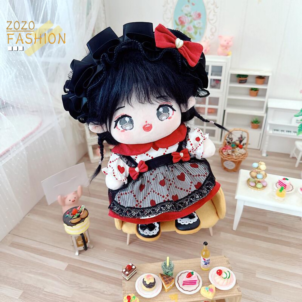 1 Bộ Trang Phục Gồm Áo Hai Dây Và Váy 20cm In Họa Tiết Trái Tim Dễ Thương Cho Búp Bê