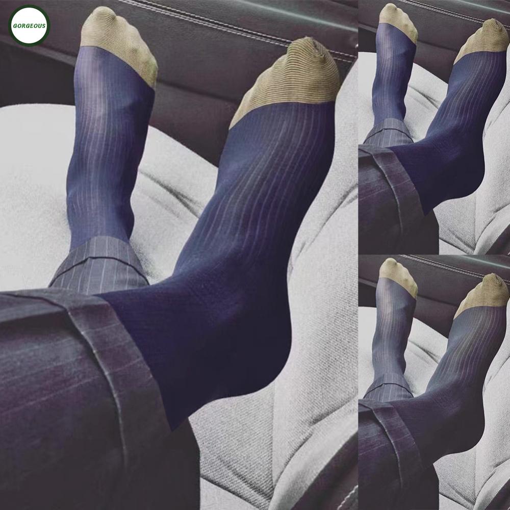 New Coming~Business Striped Knee High Dress Socks for Men 1 Pair of See Through Sheer Socks#Home Essentialses