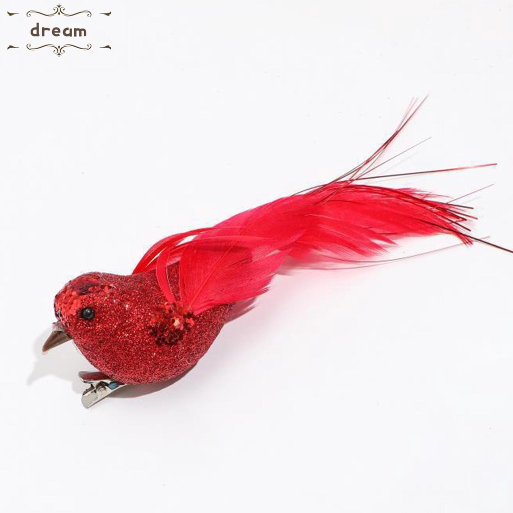 【DREAMLIFE】12 PCS Artificial Feather Birds Clips High Quality For Wreaths Christmas Decor