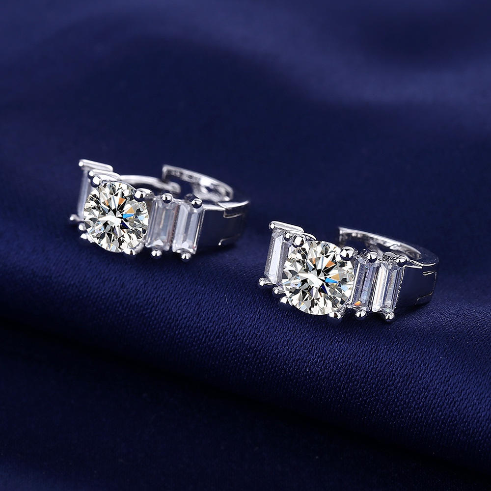 Bông Tai Kẹp Đính Kim Cương Trắng Đơn Giản Thanh Lịch Ins