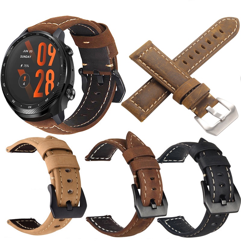 Dây Đeo Bằng Da Thật 20mm 22mm Chất Lượng Cao Cho Đồng Hồ Ticwatch Pro 3 Ultra GPS