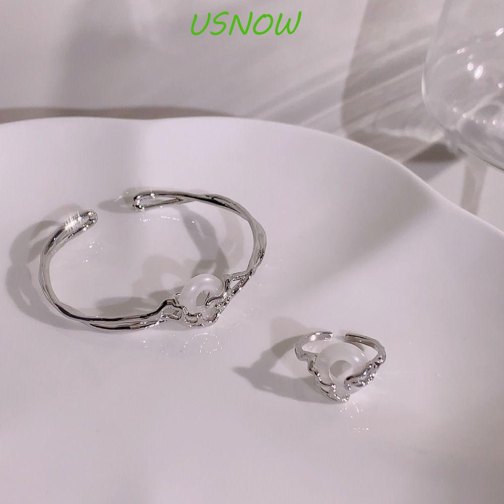 USNOW Vòng Đeo Tay Dạng Hở Bằng Hợp Kim Bạc Tinh Tế Thời Trang