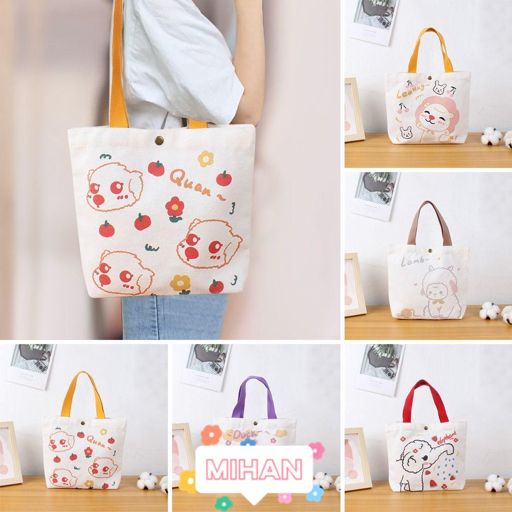 MIHAN1 Túi Xách Vải Canvas Thiết Kế Đơn Giản Thời Trang Trẻ Trung