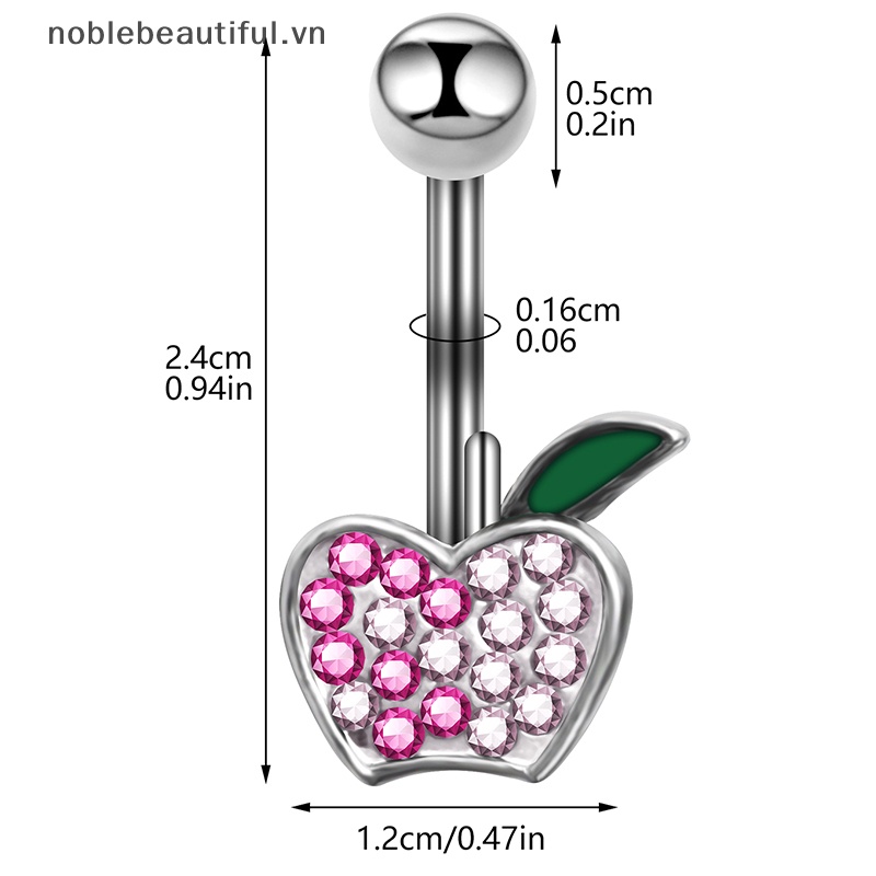 Khuyên Rốn Bằng Thép Không Gỉ Hình Trái Cherry Đính Đá Quyến Rũ Cho Nữ