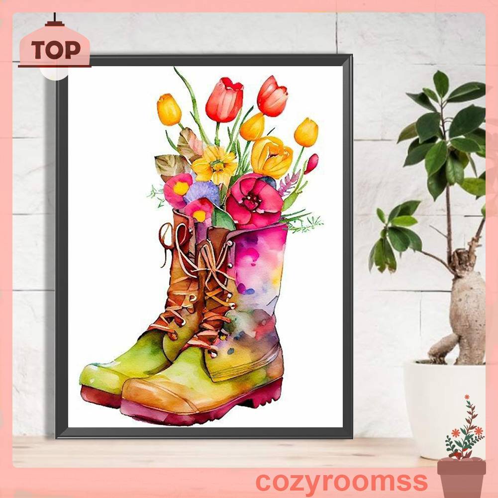 Bộ Tranh Đính Đá 5D Họa Tiết Hoa Xinh Xắn Độc Đáo DIY Dùng Trang Trí Nhà Cửa