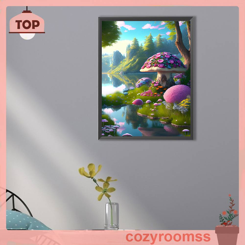 Tranh Đính Đá Kim Cương Toàn Bộ 5D DIY Hình Vẽ Cây Nấm