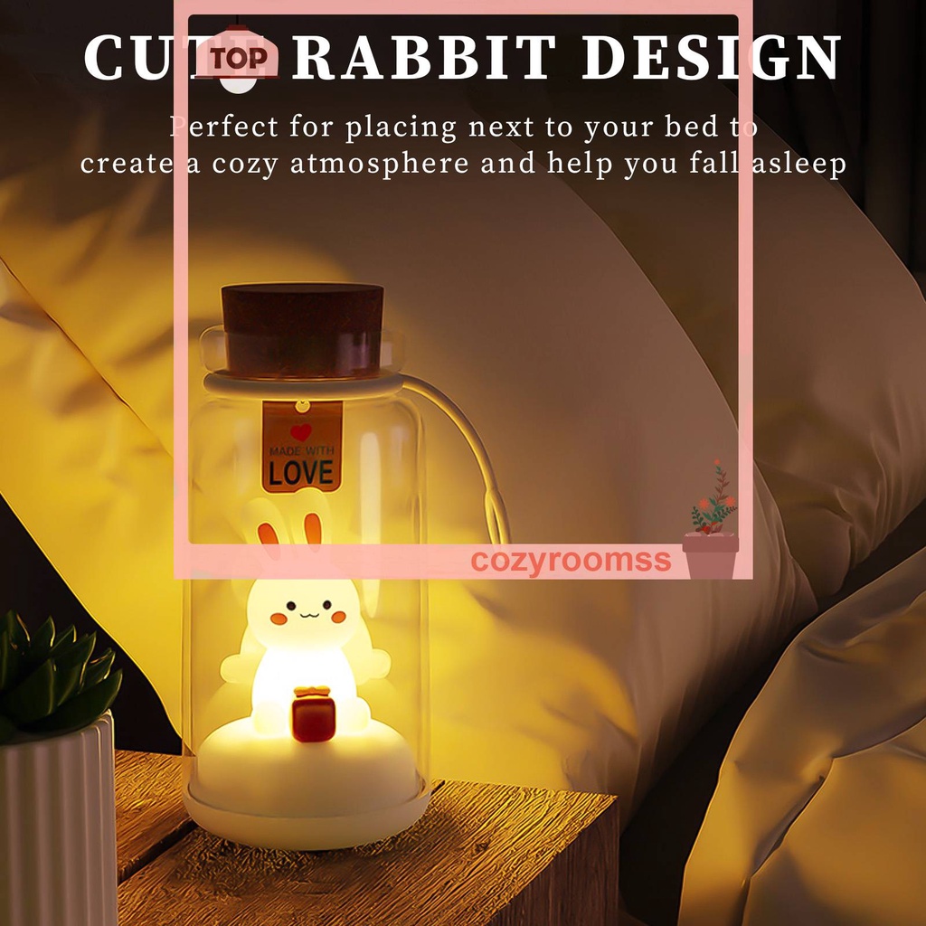 Đèn LED USB 500mAh Hình Thỏ 3 Bánh Răng Có Thể Điều Chỉnh Độ Sáng Dùng Trang Trí