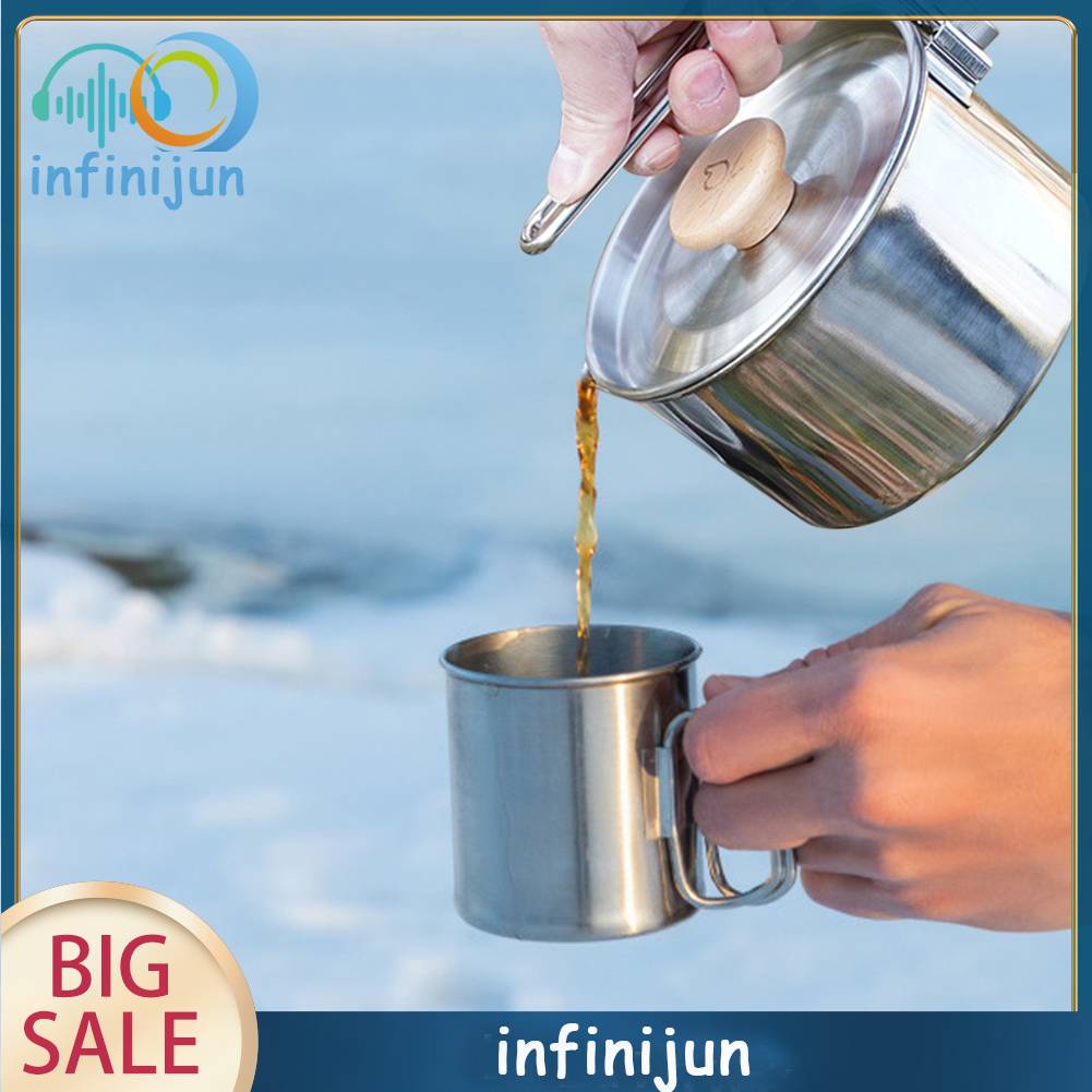 Ấm Đun Nước Bằng Thép Không Gỉ Tiện Lợi Khi Đi Cắm Trại