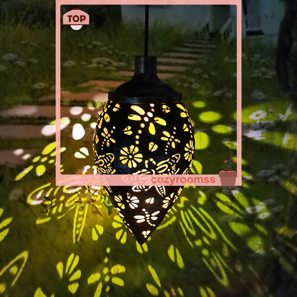 Lồng Đèn Treo Trang Trí Sân Vườn Bằng Sắt Sử Dụng Năng Lượng Mặt Trời Chống Thấm Nước