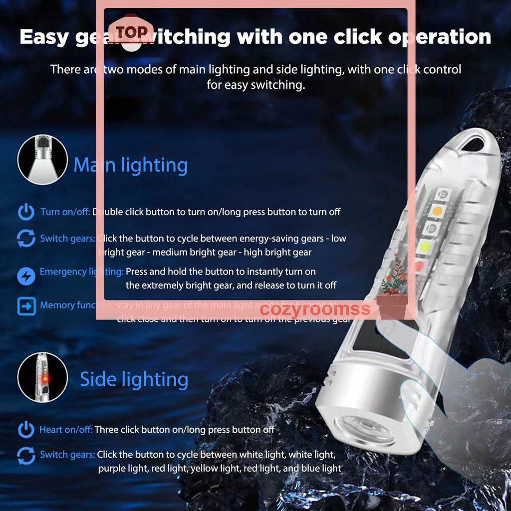 Móc Khóa Đèn Pin Mini USB Loại C Phát Hiện Tia UV