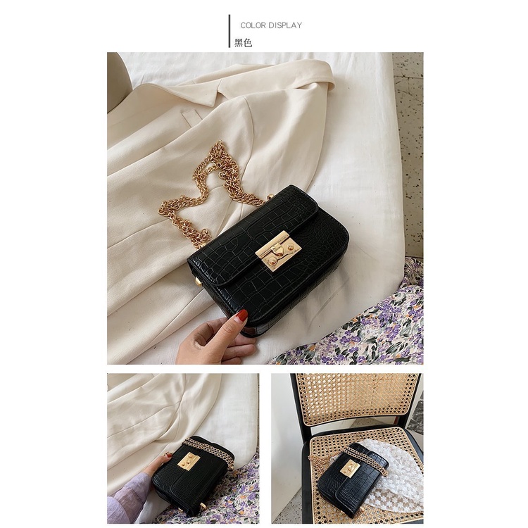 Túi Đeo Chéo Khóa Vuông Nhỏ Thời Trang Hàn Quốc Dành Cho Nữ