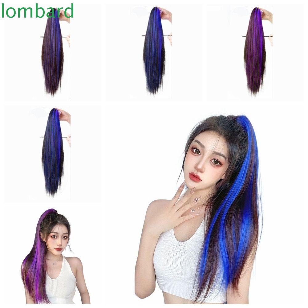 Tóc Giả Đuôi Ngựa Thẳng Dài Màu Tím Sợi Chịu Nhiệt Dùng Hàng Ngày