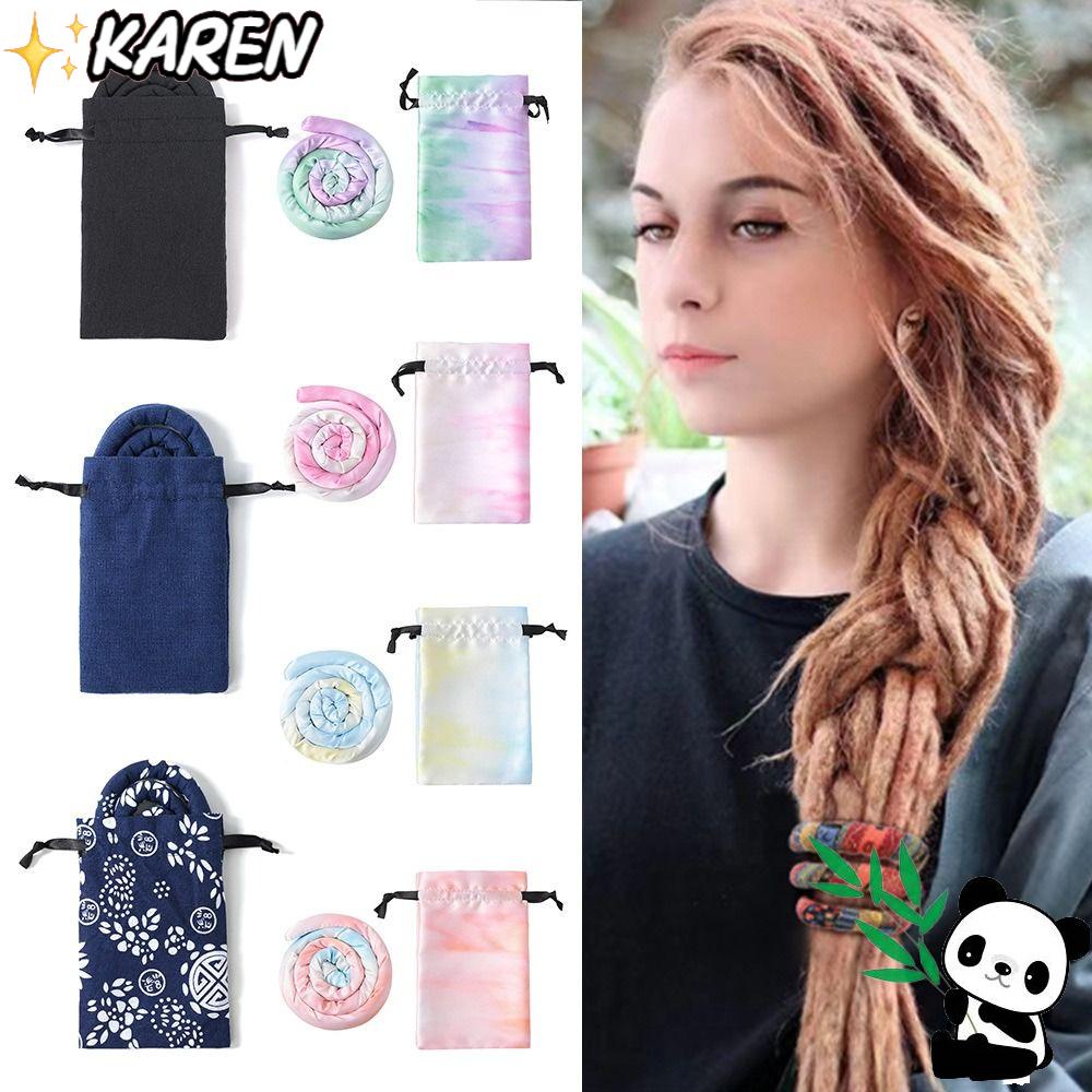 KAREN Dây Buộc Tóc Dạng Xoắn Ốc Có Thể Uốn Cong Kèm Túi Đựng Cho Nữ