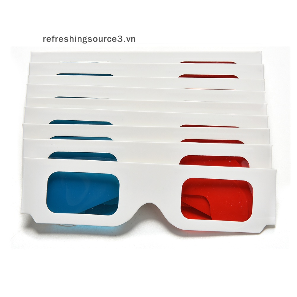 Set 10 Kính 3D Bằng Giấy Các Tông Màu Đỏ / Xanh Dương Cyan Làm Mới Video 3.vn