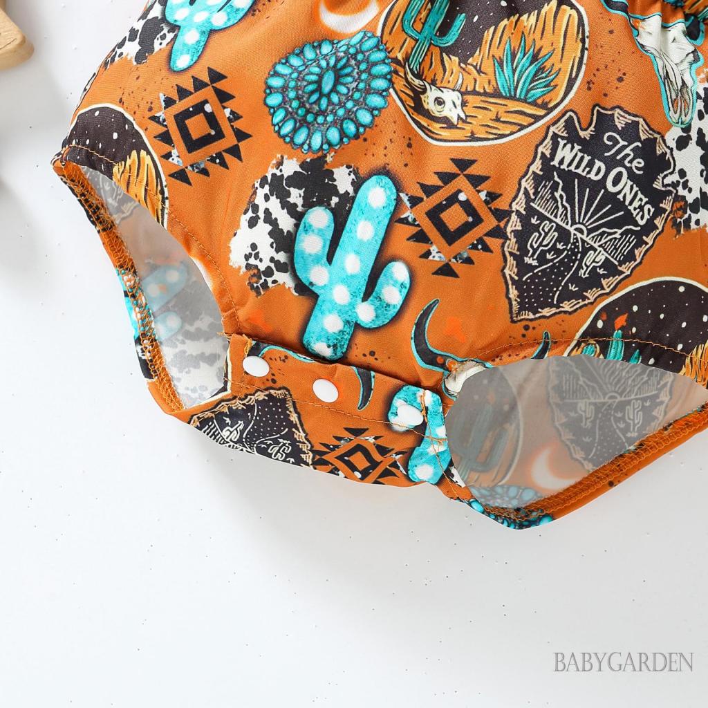 Bộ Áo Liền Quần Tay Cánh Tiên In Họa Tiết Xương Rồng / Bò Sữa Dễ Thương Thời Trang Mùa Hè Cho Bé Gái 0-12 Tháng Tuổi