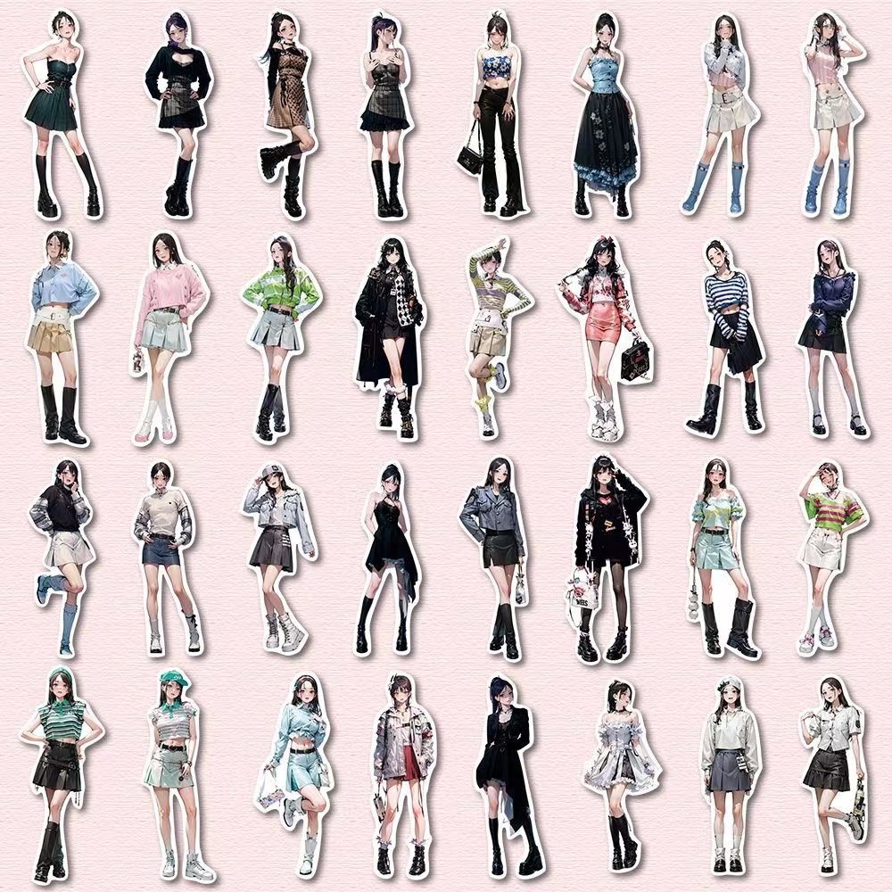 Bộ 72 Miếng Dán Trang Trí Sổ Tay Hình Cô Gái anime Thời Trang