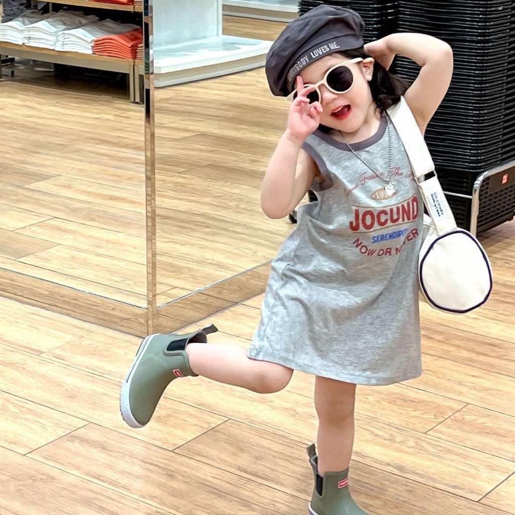 Đầm Thun Sát Nách Dễ Thương Thời Trang Mùa Hè Phong Cách Hàn Quốc Cho Bé Gái