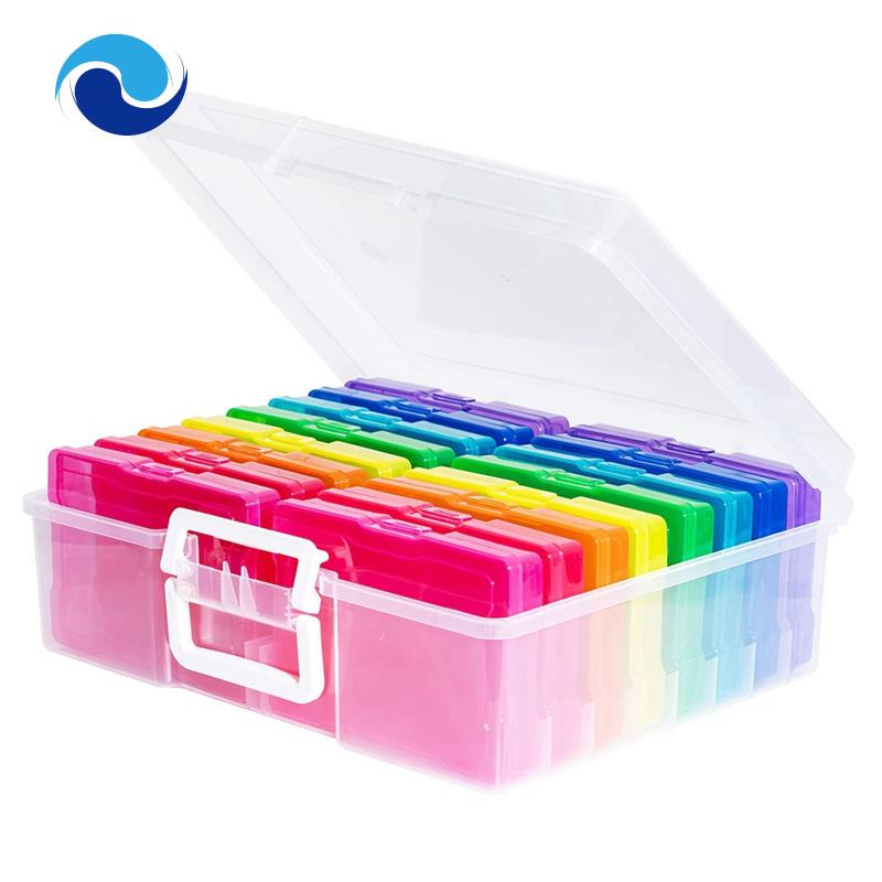 Hộp Nhựa Trong Suốt 4 X 6 Inch Có Tay Cầm - 16 Ngăn Đựng Bảo Quản Ảnh
